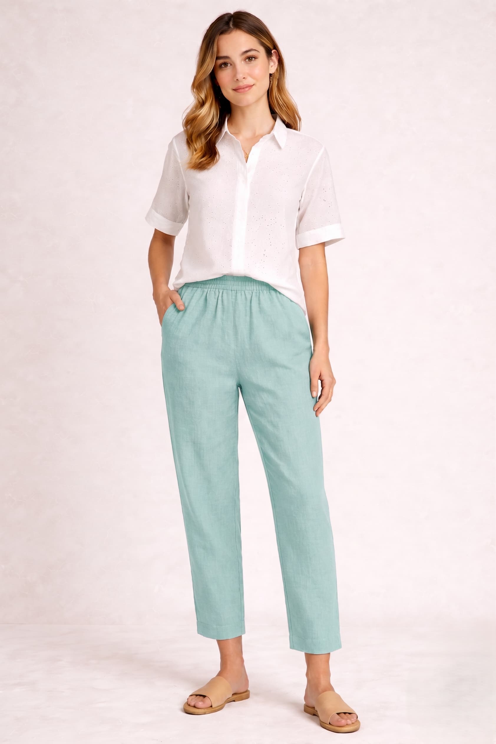Midwaist Pant - Aqua Blue
