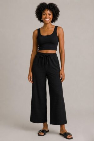 Bow Palazzo Pant-Black