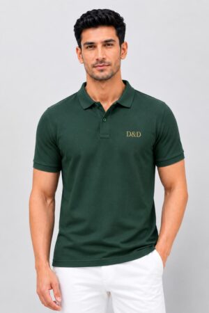 Mens Polo T-shirts-Dark Green