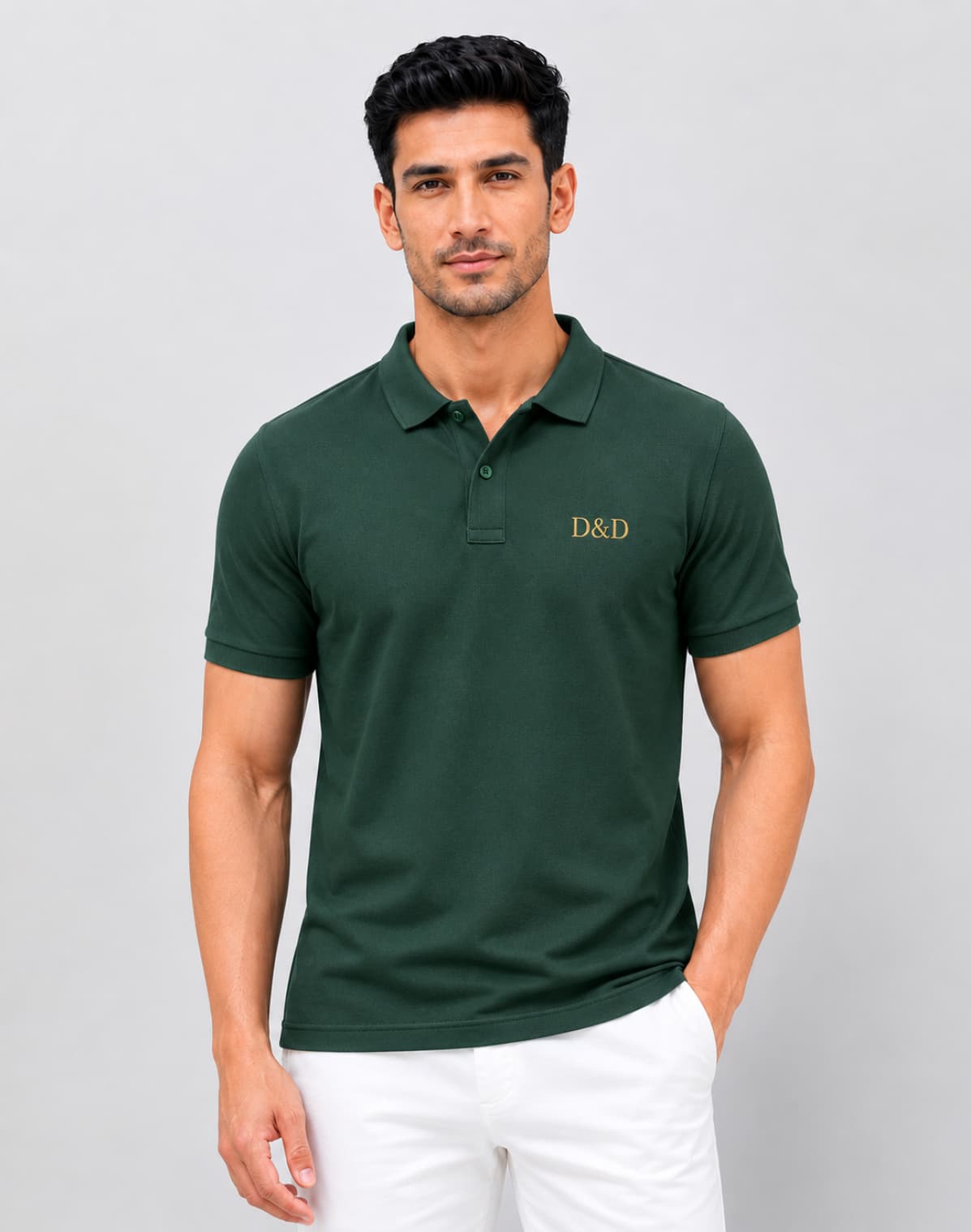 Mens Polo T-shirts-Dark Green