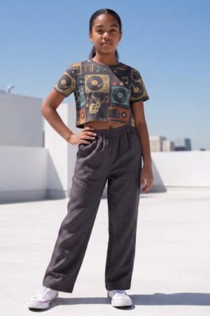Kids Straight Pant-Dark Grey