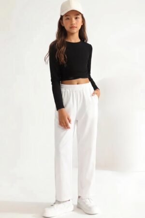 Kids Straight Pant-Half White