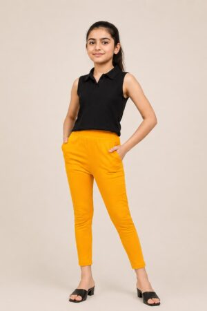Kids Slim Pant-Mustard