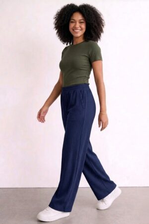 Jelly Palazzo(Stripped)-Navy