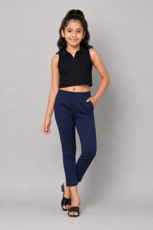 Kids Slim Pant-Navy