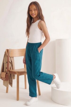 Kids Straight Pant-Peacock Blue