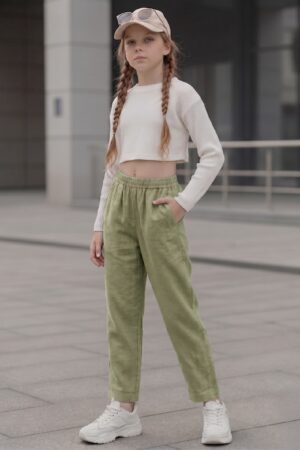 Kids Straight Pant-Pista Green