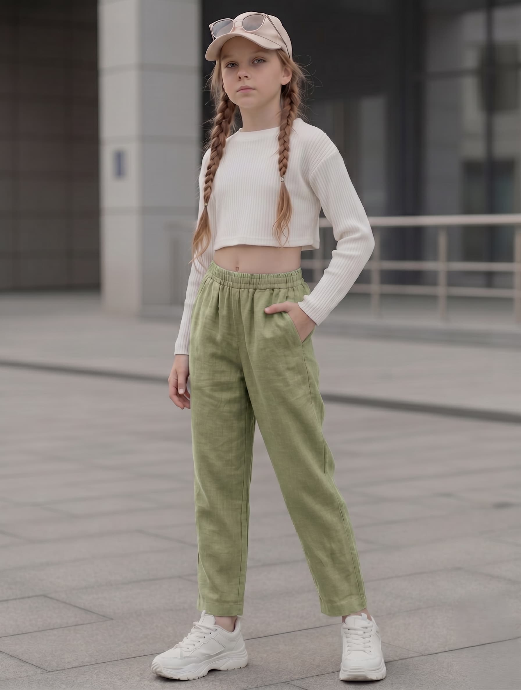 Kids Straight Pant-Pista Green