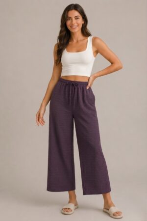 Bow Palazzo Pant-Purple