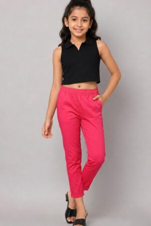 Kids Slim Pant-Rani Pink
