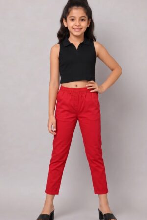 Kids Slim Pant-Red