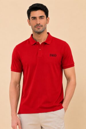 Mens Polo T-shirts-Red