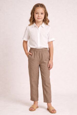 Kids Straight Pant-Sand Beige