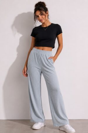 Jelly Palazzo(Stripped)-Steel Grey