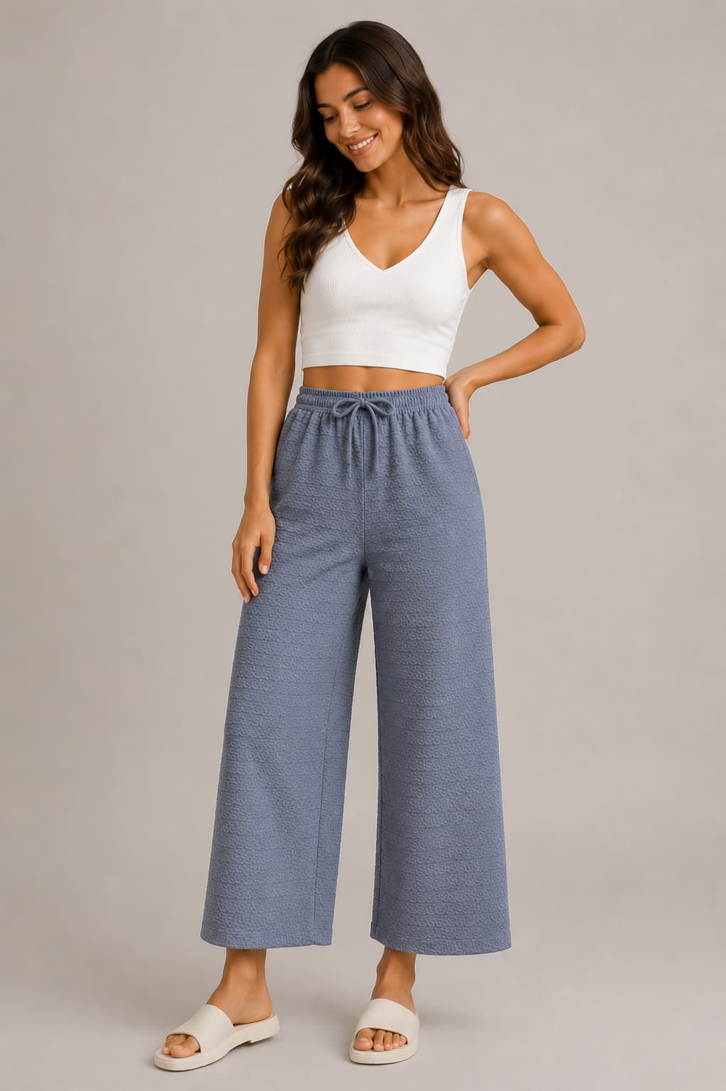 Bow Palazzo Pant-Steel Grey - Image 2