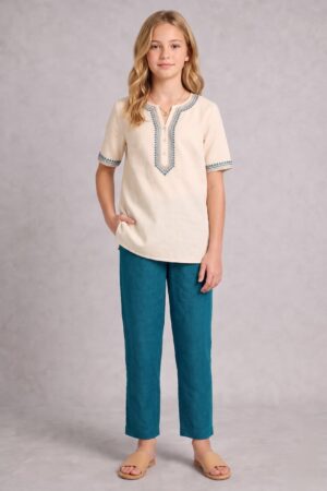 Kids Straight Pant-Teal Blue