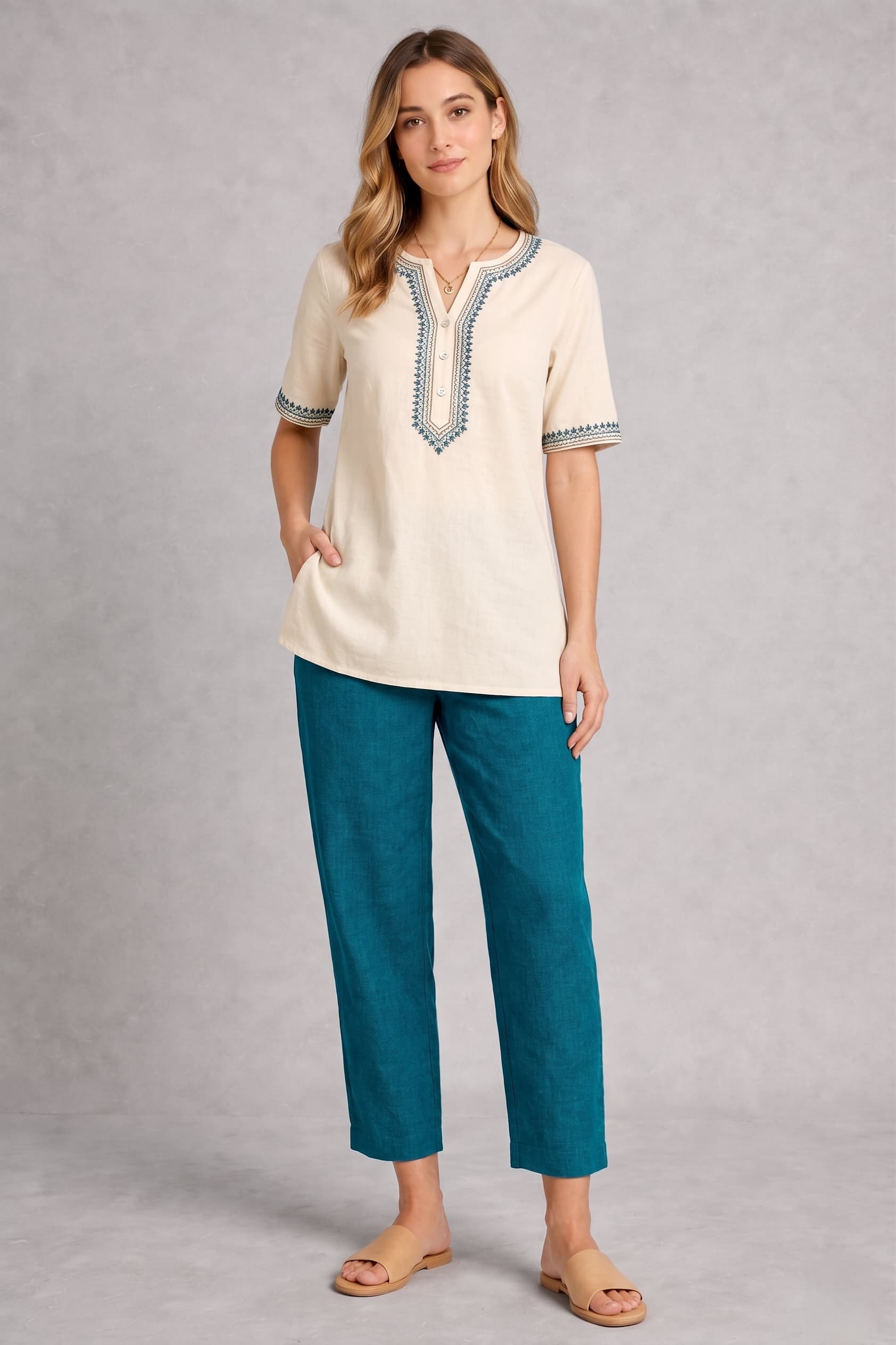 Midwaist Pant - Teal Blue
