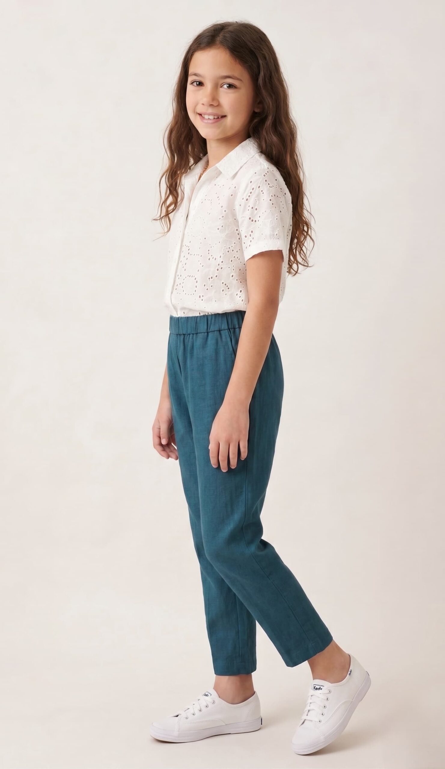 Kids Straight Pant-Teal Dark Blue - Image 2