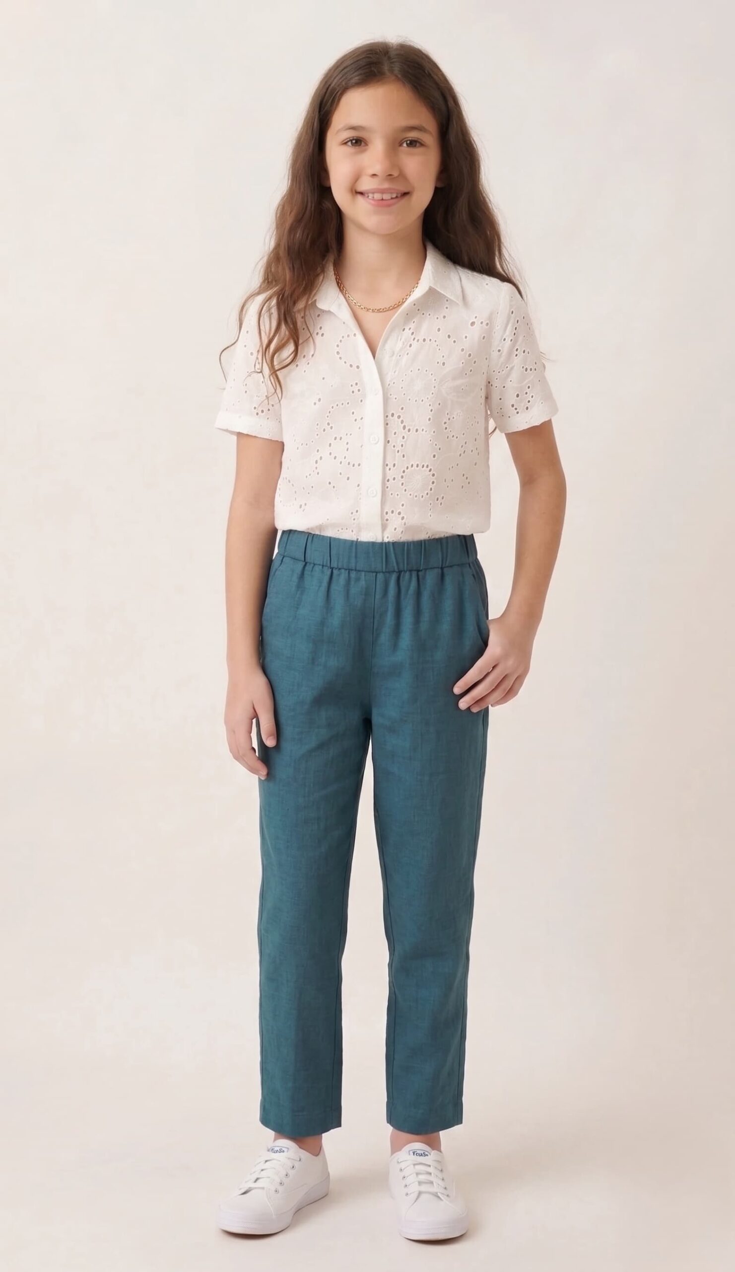 Kids Straight Pant-Teal Dark Blue