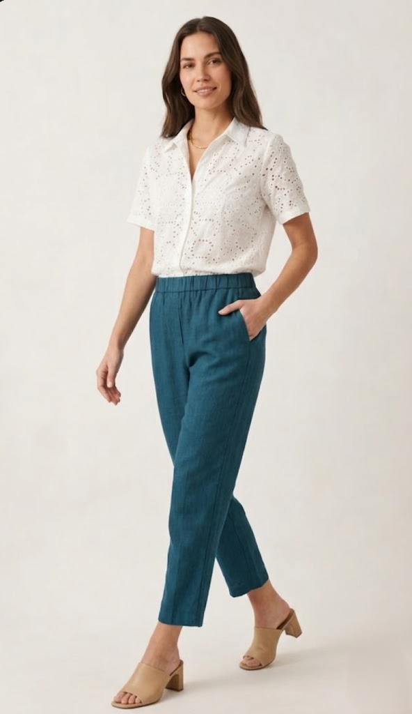 Midwaist Pant - Teal Dark Blue - Image 2
