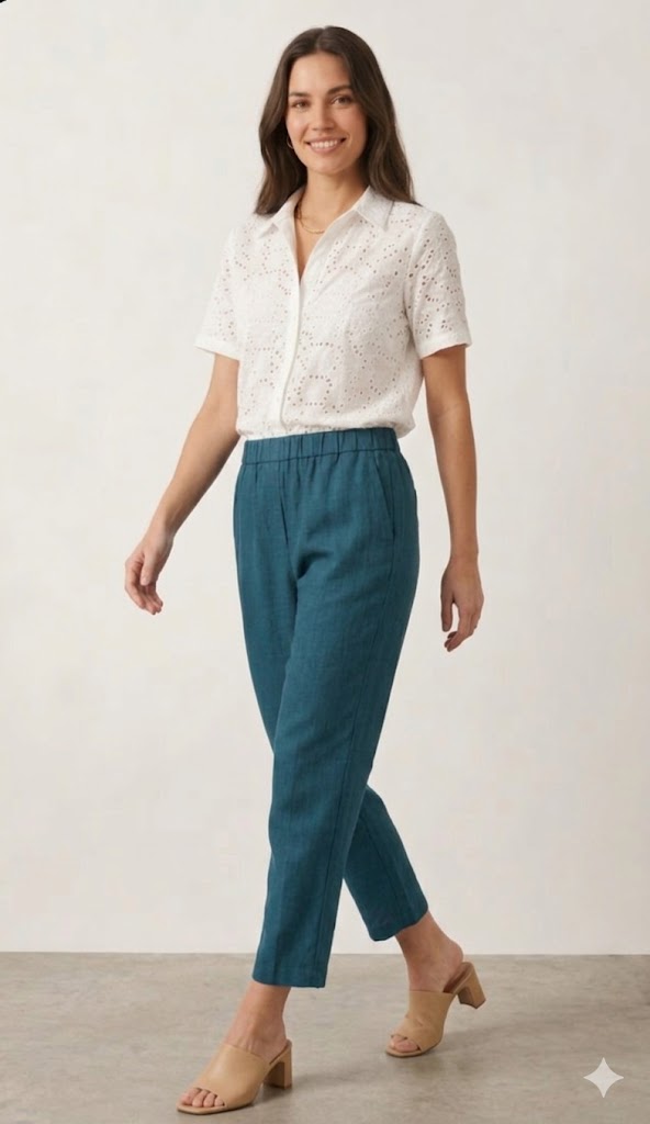 Midwaist Pant - Teal Dark Blue - Image 3