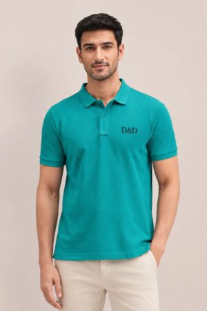 Mens Polo T-shirts-Teal Green