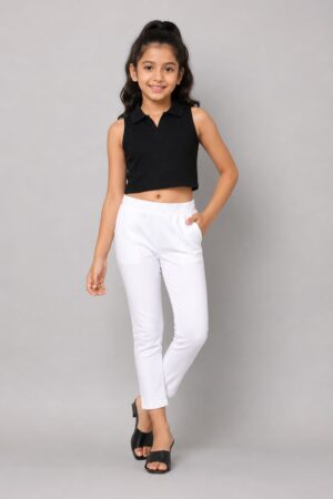 Kids Slim Pant-White