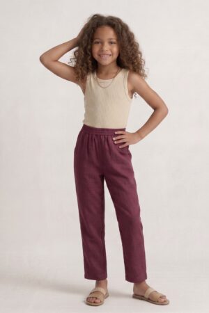 Kids Straight Pant-Wine