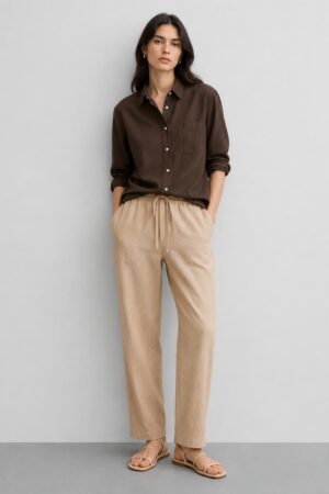 Semi Denim Casual Pant-Fawn