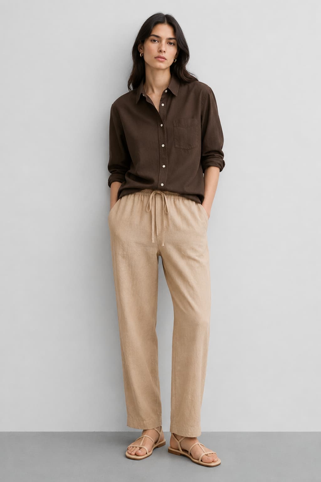 Semi Denim Casual Pant-Fawn